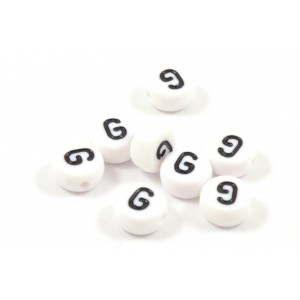 Acrylic flat round bead letter G
